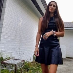 MAC & ME S BLACK FAUX LEATHER DRESS